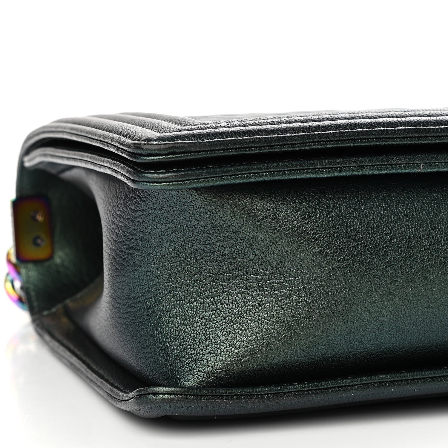 Chanel Iridescent Goatskin Quilted New Medium Boy Flap Green 8 of 10