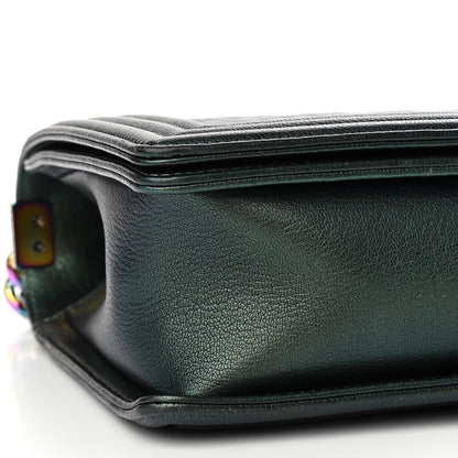 Chanel Iridescent Goatskin Quilted New Medium Boy Flap Green 8 of 10