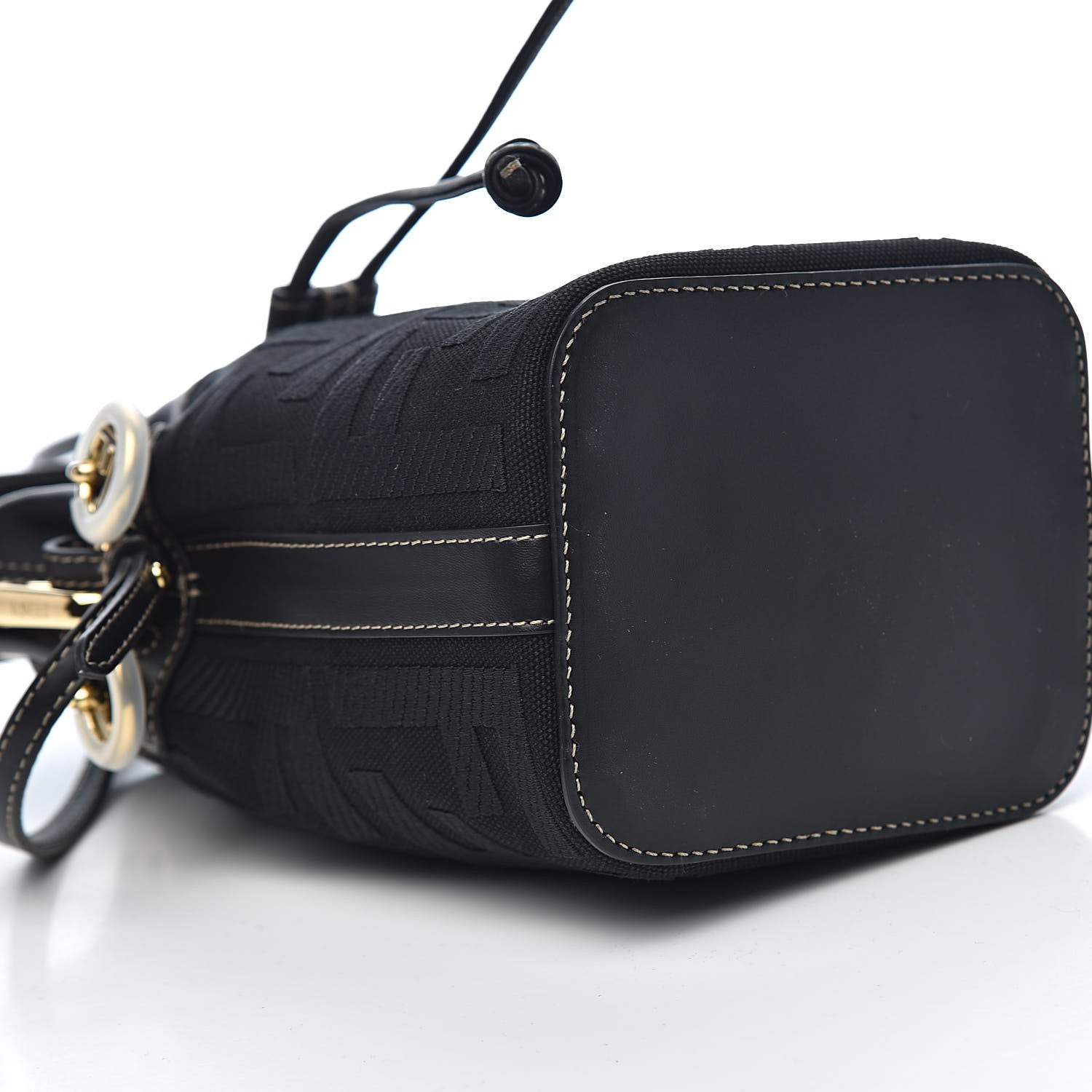 Fendi Canvas Vitello King F is Fendi FF Embroidered Mini Mon Tresor Bucket Bag Black 8 of 10