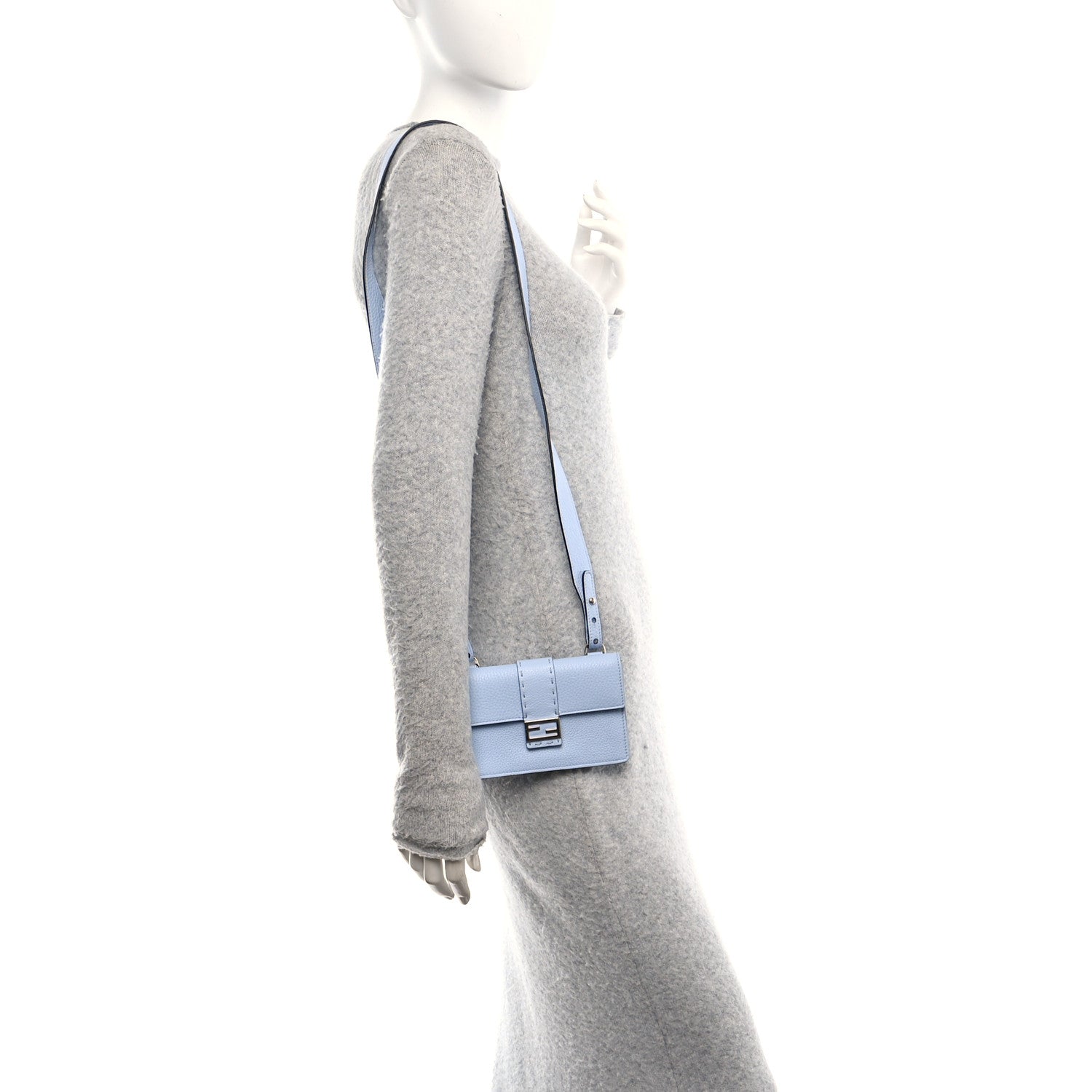 Fendi Cuoio Romano Selleria Baguette Belt Pouch Azzurro Sky 2 of 11