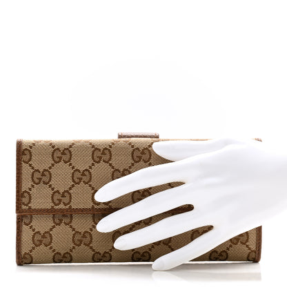 Gucci Monogram Metal Bar Continental Flap Wallet Beige Ebony Dark Brown 2 of 12