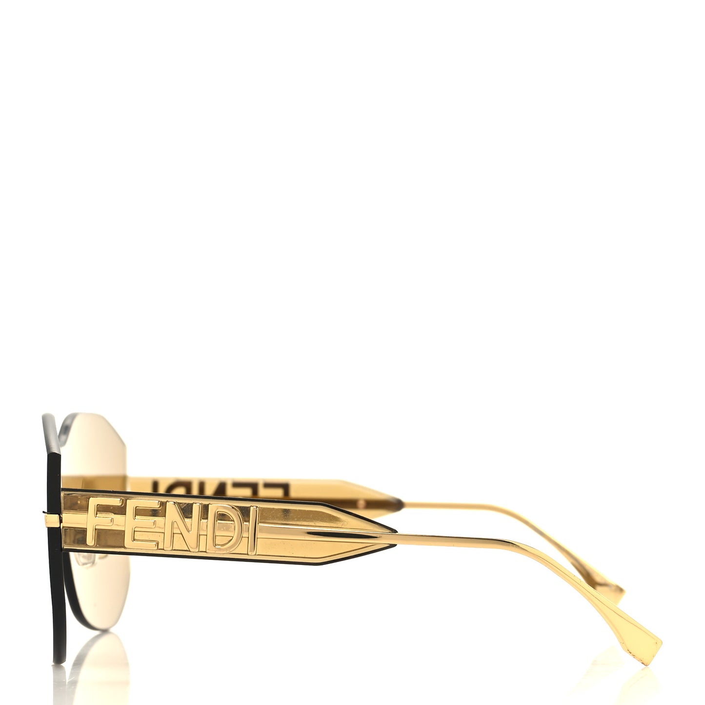 Acetate Metal Fendigraphy Shield Sunglasses FE 40067U Brown Gold