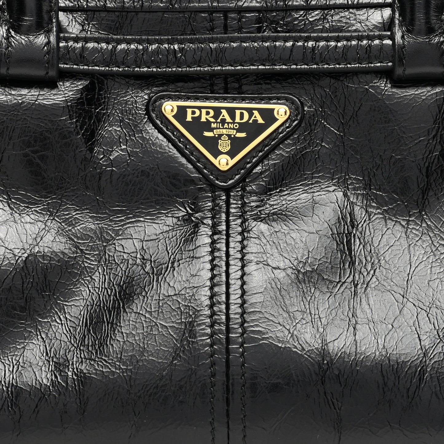 Shiny Nappa Medium Shoulder Bag Black