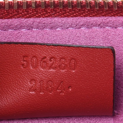 Gucci GG Supreme Monogram Bosco Patch Zip Pouch Beige Malva Hibiscus Red 7 of 9
