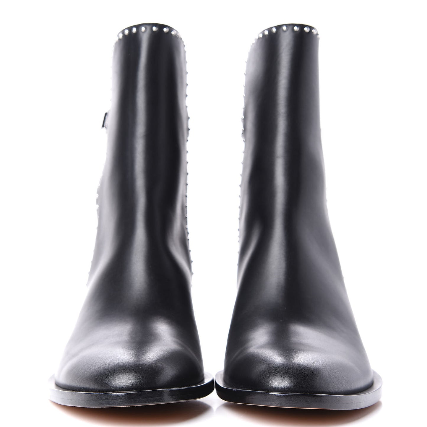 Smooth Calfskin Elegant Studded Ankle Boots 40 Black