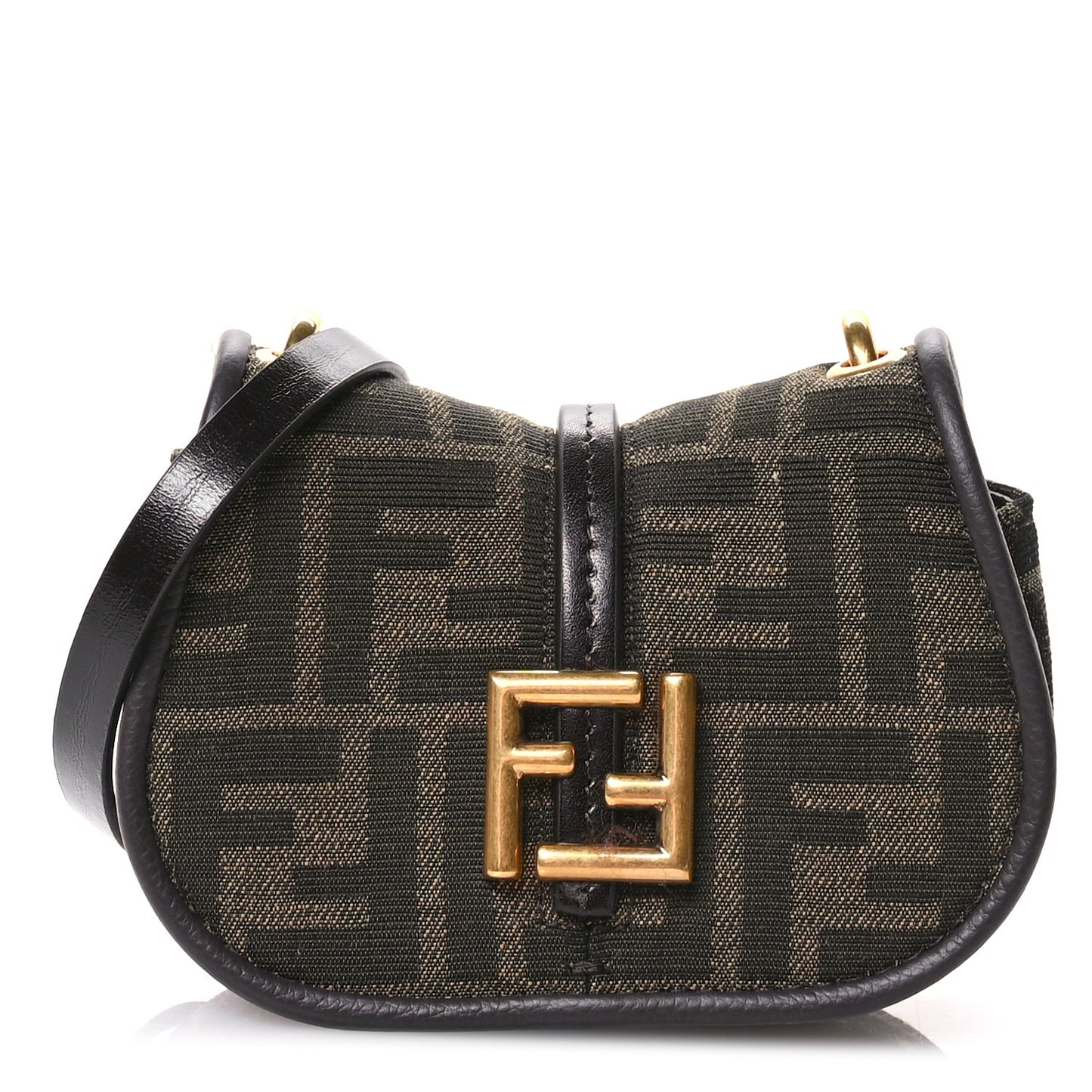 Fabric Jacquard Vitello Cher Cuoio FF 1974 Nano Fendi C'mon Tobacco Moro Ebano