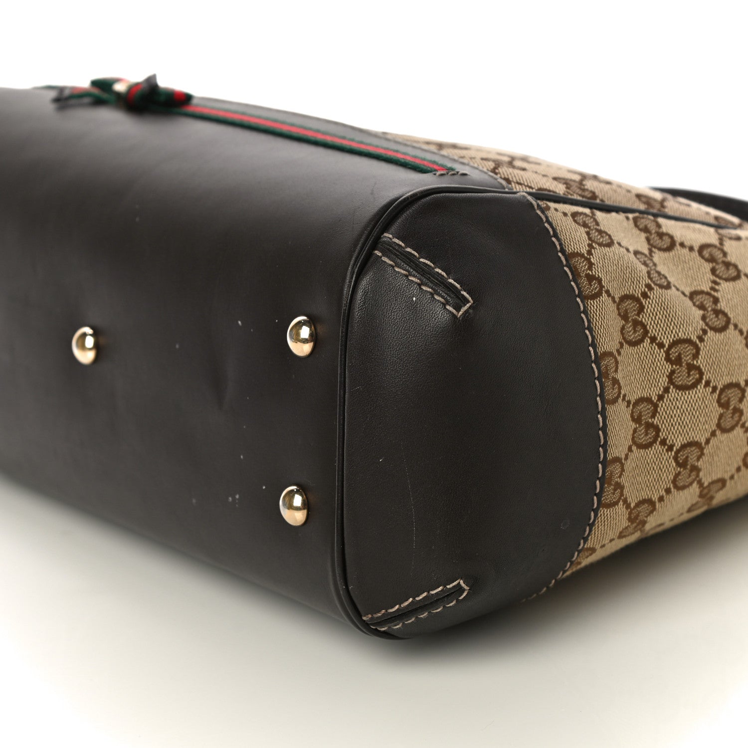 Gucci Monogram Web Mayfair Top Handle Satchel Dark Brown 11 of 14