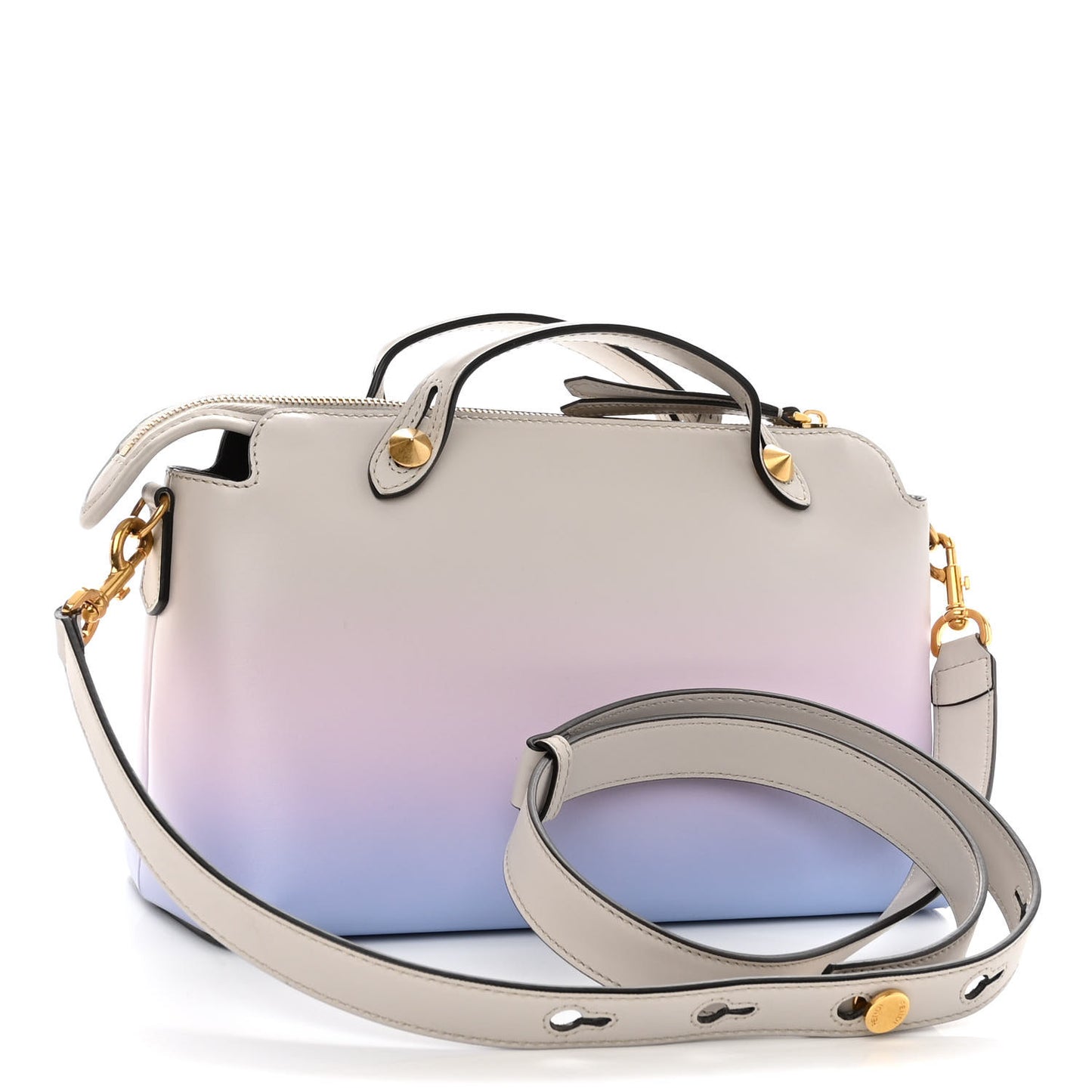 X JOSHUA VIDES Vitello Century Sfumato Medium By The Way Boston Bag Ghiaia Rosa Azzurro
