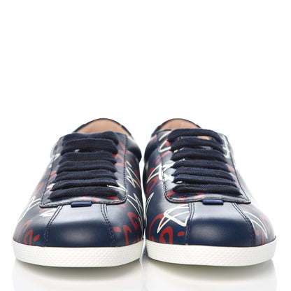 Gucci Calfskin GucciGhost Print Womens Low Top Sneakers 36 Blue Agata Hibiscus Red 2 of 10