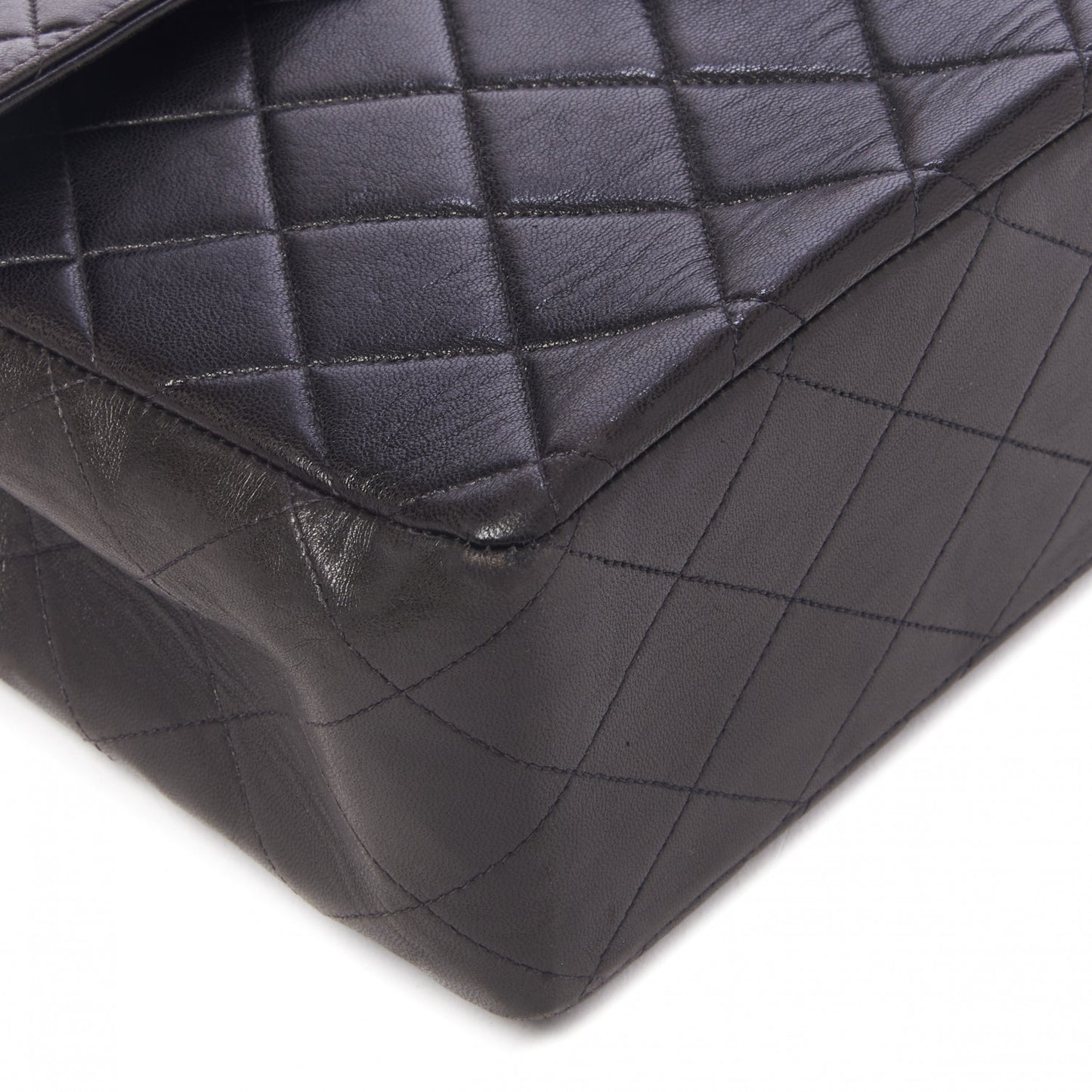 Lambskin Quilted Jumbo Single Flap Black
