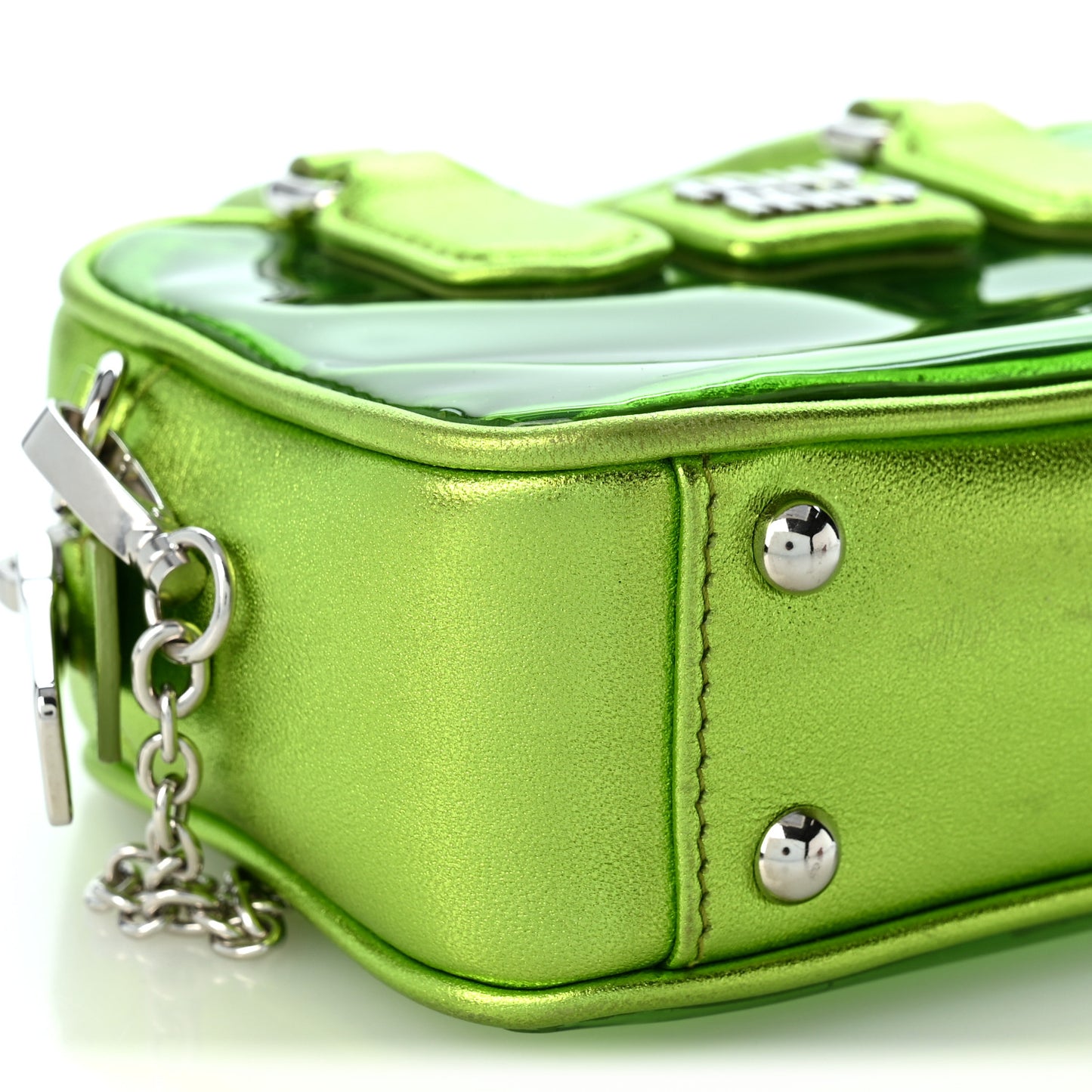 Metallic Nappa Plexi Vinyl Mini Top Handle Crossbody Felce Mordore