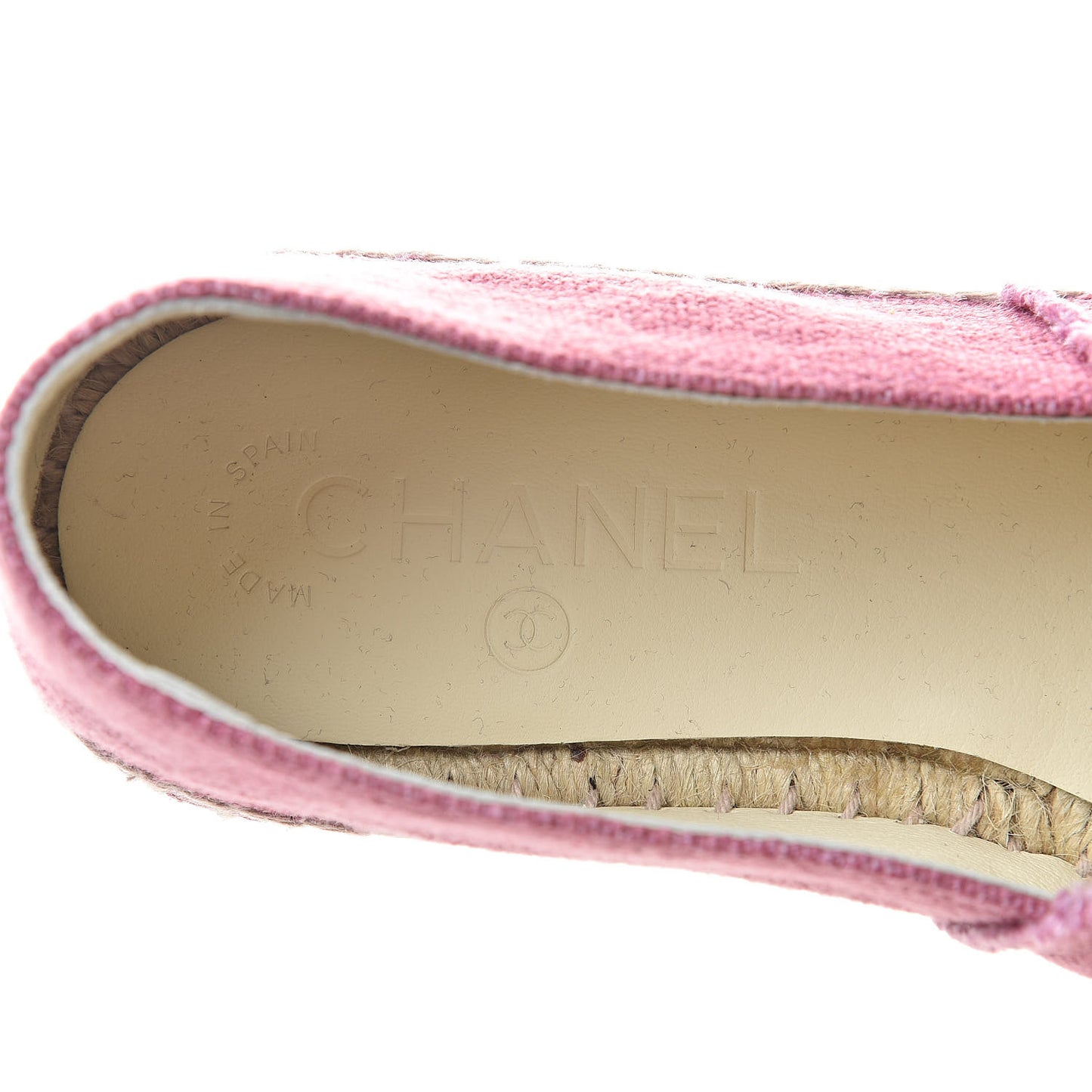 CHANEL Linen CC Espadrilles 37 Pink Black