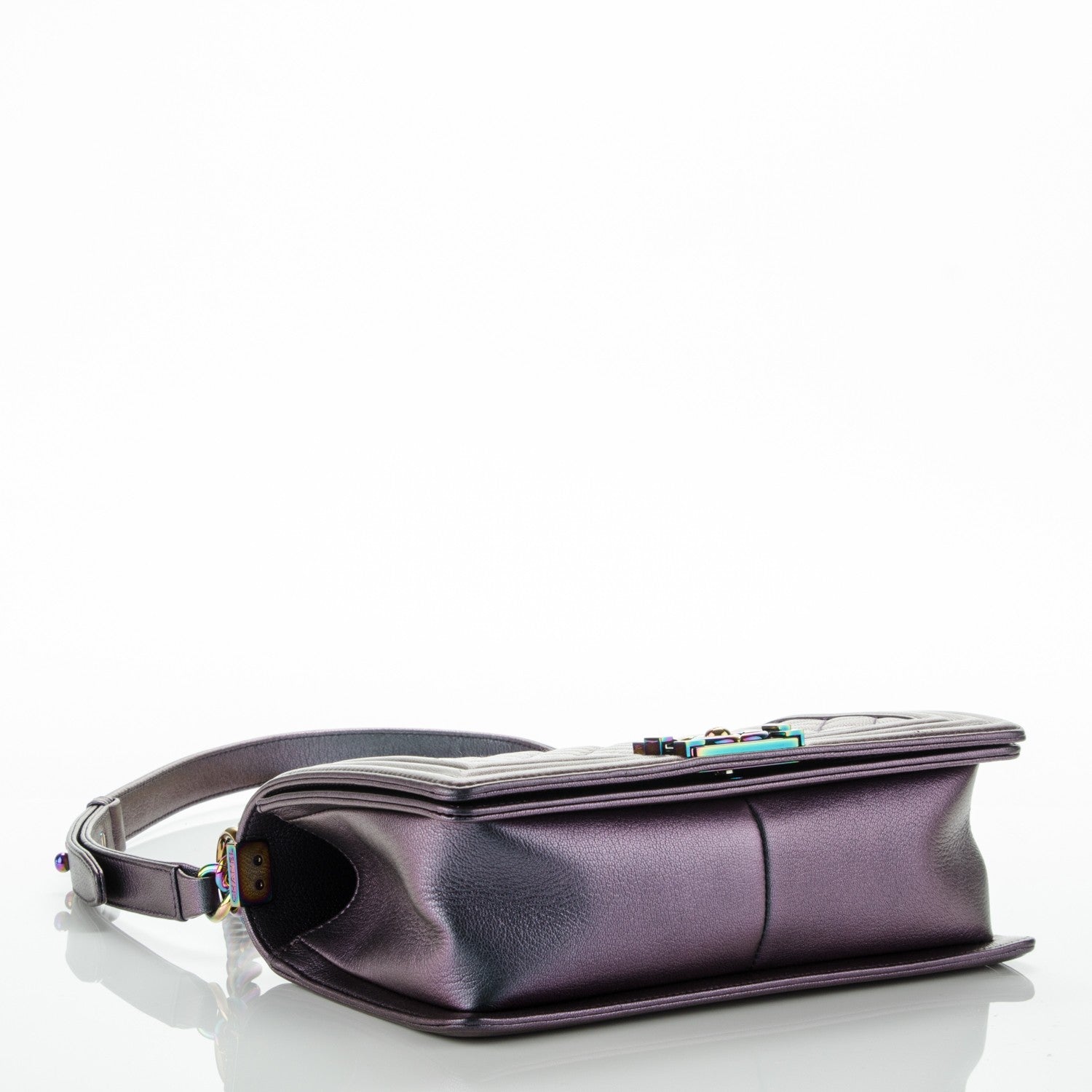 Chanel Iridescent Goatskin Quilted Medium Boy Flap Purple 5 of 8