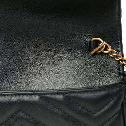 Gucci Calfskin Matelasse Super Mini GG Marmont Shoulder Bag Black 12 of 16