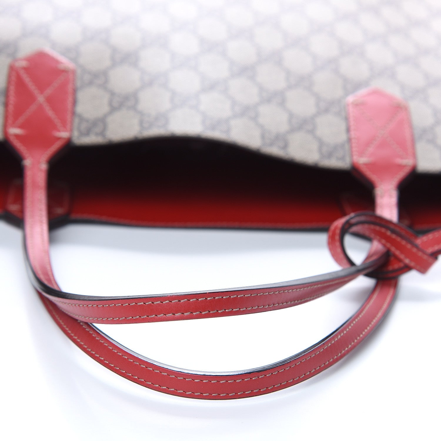 Gucci GG Supreme Monogram Medium Reversible Tote Beige Red 13 of 17