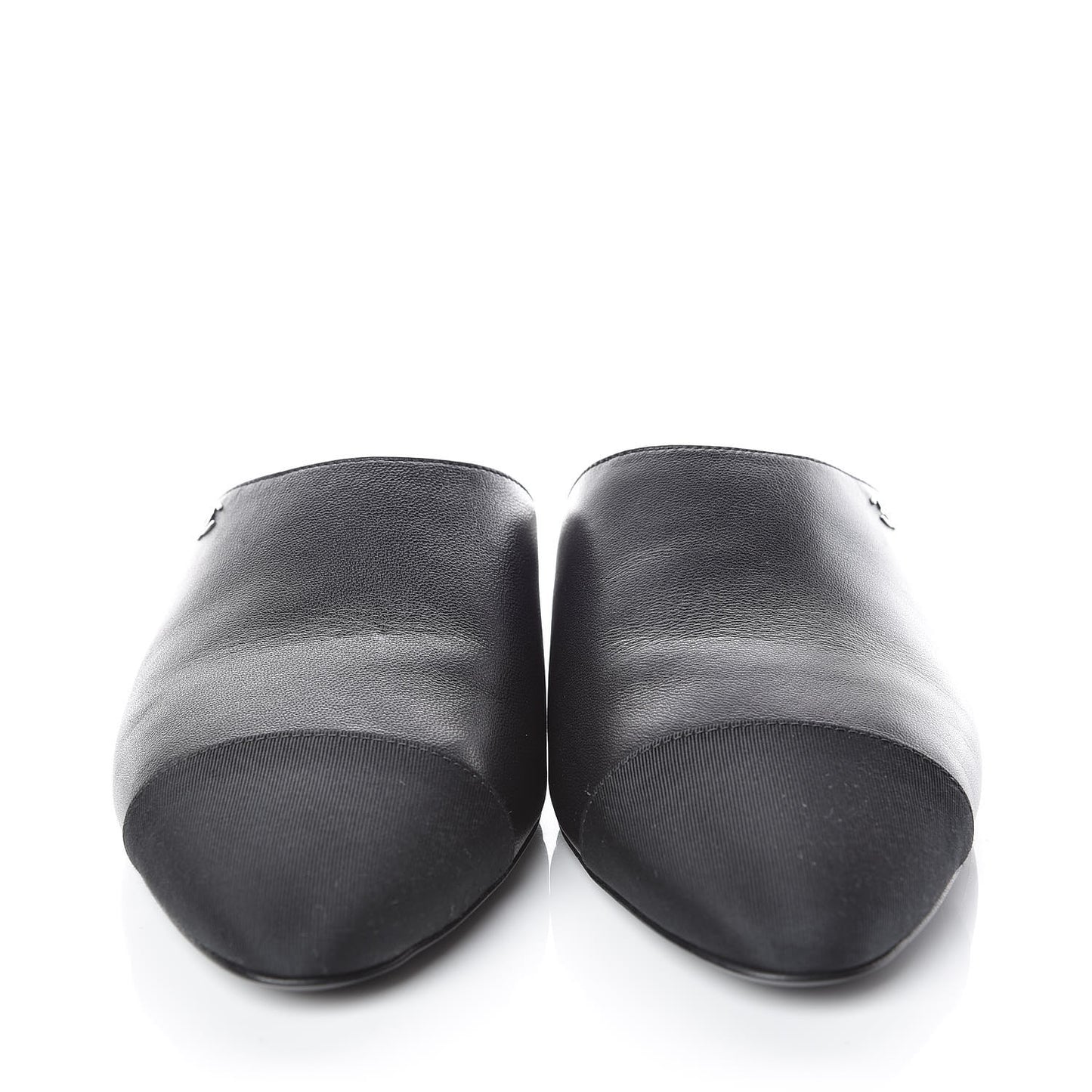 Lambskin Grosgrain Cap Toe CC Mules 39 Black