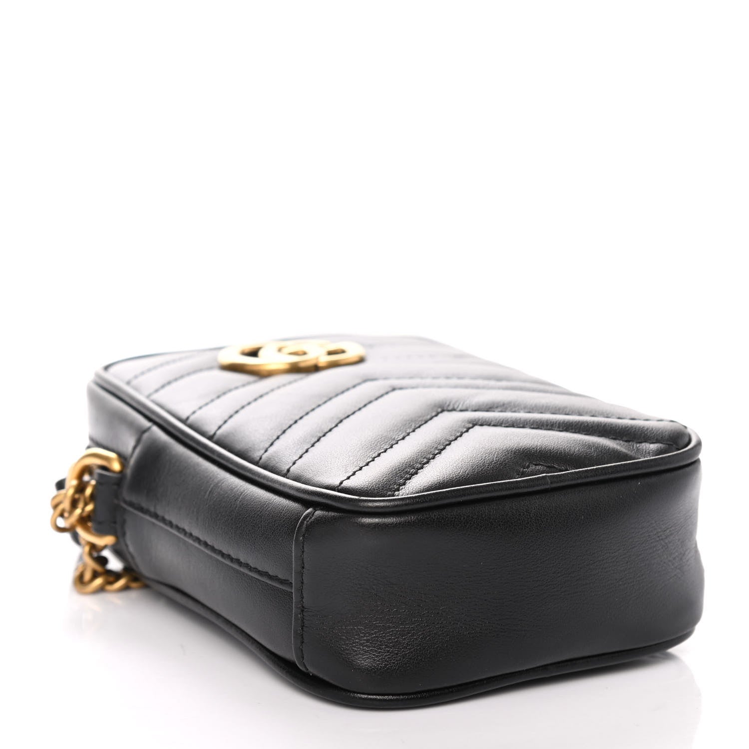 Gucci Calfskin Matelasse Mini GG Marmont Crossbody Bag Black 3 of 4