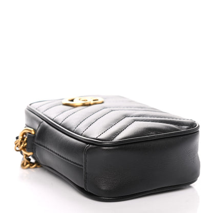 Gucci Calfskin Matelasse Mini GG Marmont Crossbody Bag Black 3 of 4