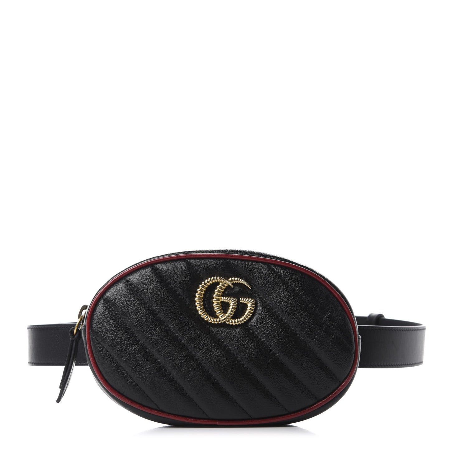 Azalea Calfskin Matelasse Diagonal Torchon GG Marmont Belt Bag 75 30 Black Romantic Cerise