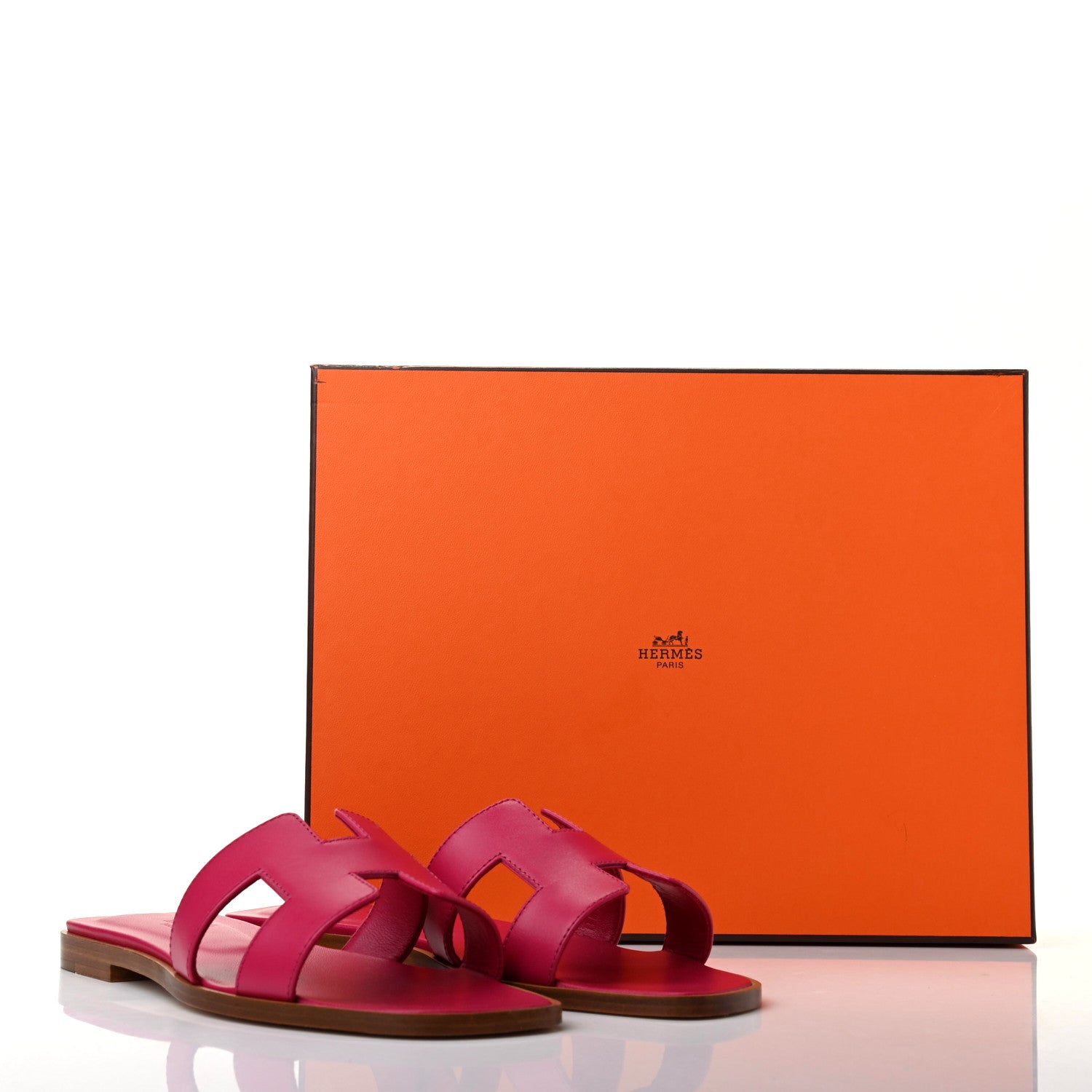 Hermes Box Calfskin Oran Sandals 36.5 Rose Sorbet 10 of 10