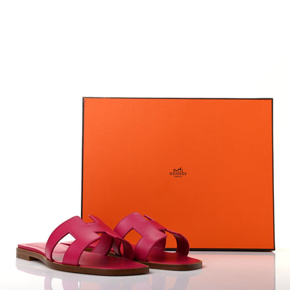 Hermes Box Calfskin Oran Sandals 36.5 Rose Sorbet 10 of 10