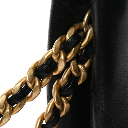 Chanel Shiny Goatskin Quilted Small Chanel 19 Pouch With Handle Black 10 of 10
