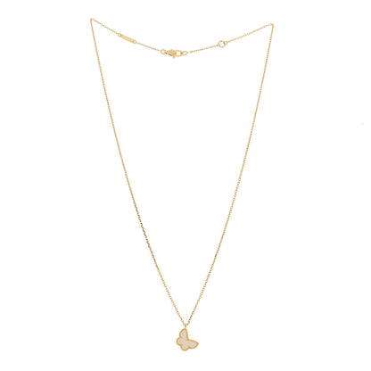 Van Cleef & Arpels 18K Yellow Gold Mother of Pearl Sweet Alhambra Butterfly Pendant Necklace 2 of 6