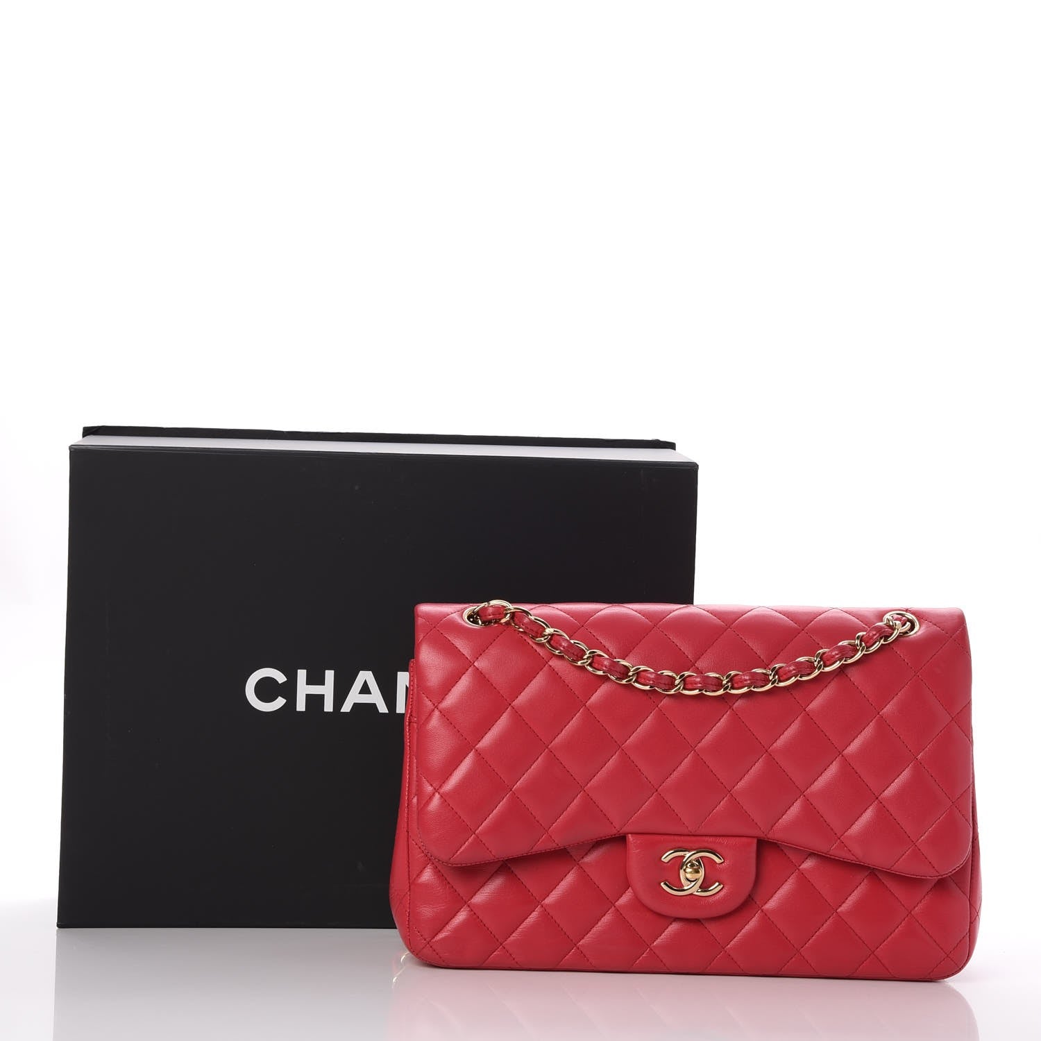 Chanel Lambskin Quilted Jumbo Double Flap Dark Pink 13 of 13