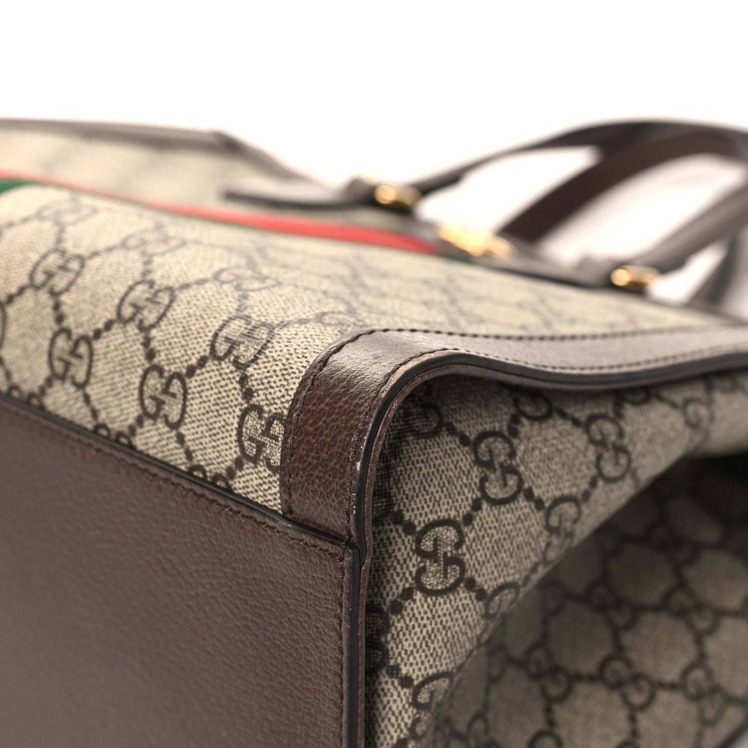 Gucci GG Supreme Monogram Web Medium Ophidia Tote Bag Brown 9 of 13