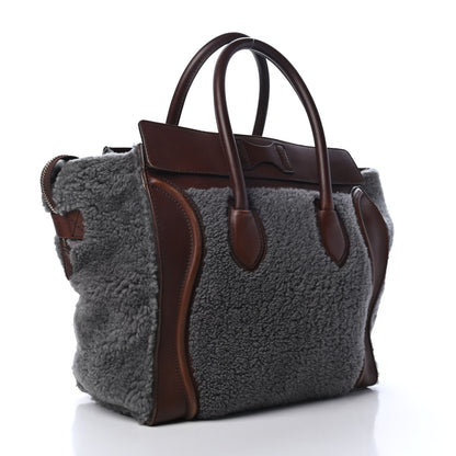 Celine Smooth Calfskin Shearling Mini Luggage Grey 2 of 4