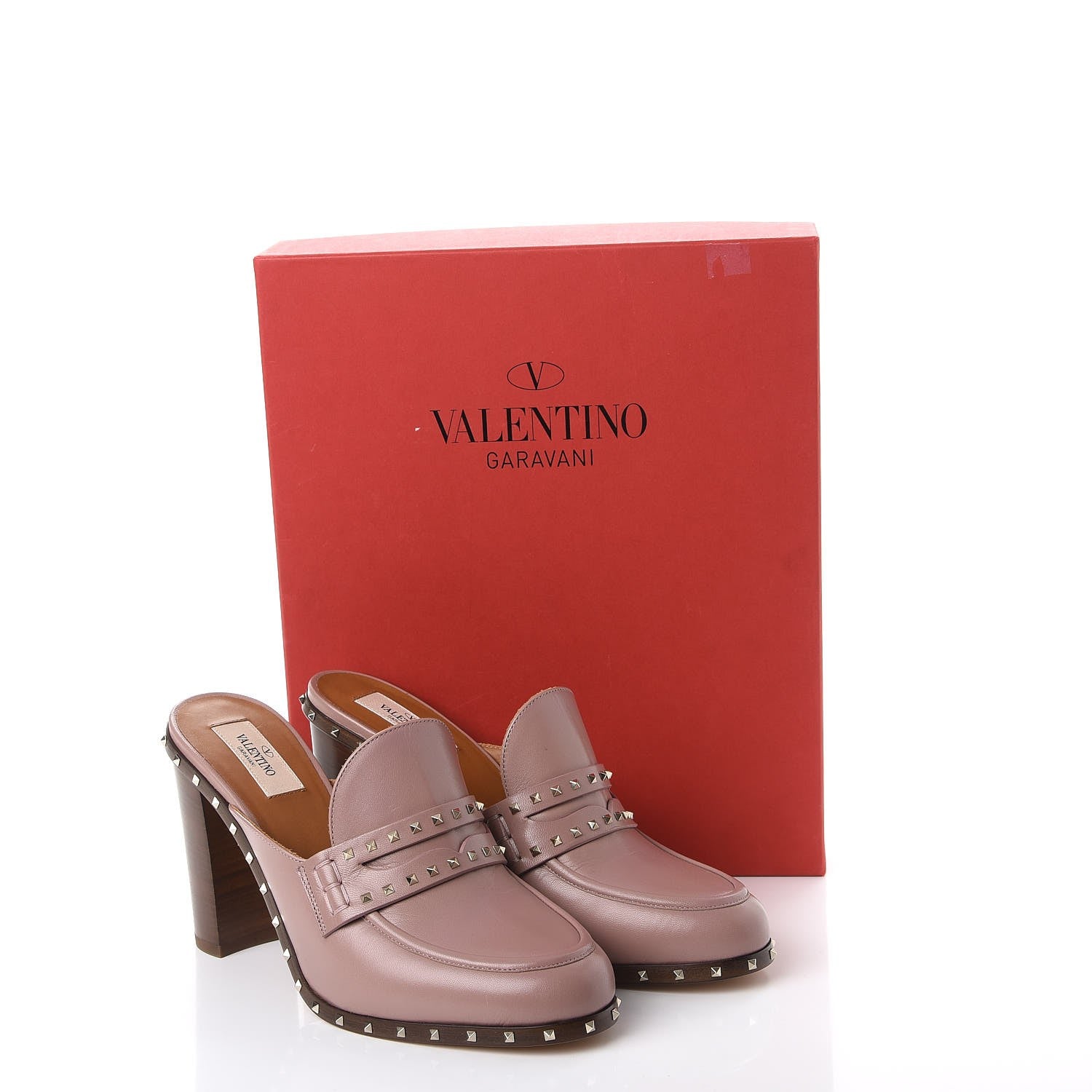 Valentino Garavani Nappa Soul Rockstud High Heel Mules 40 Lipstick 9 of 9