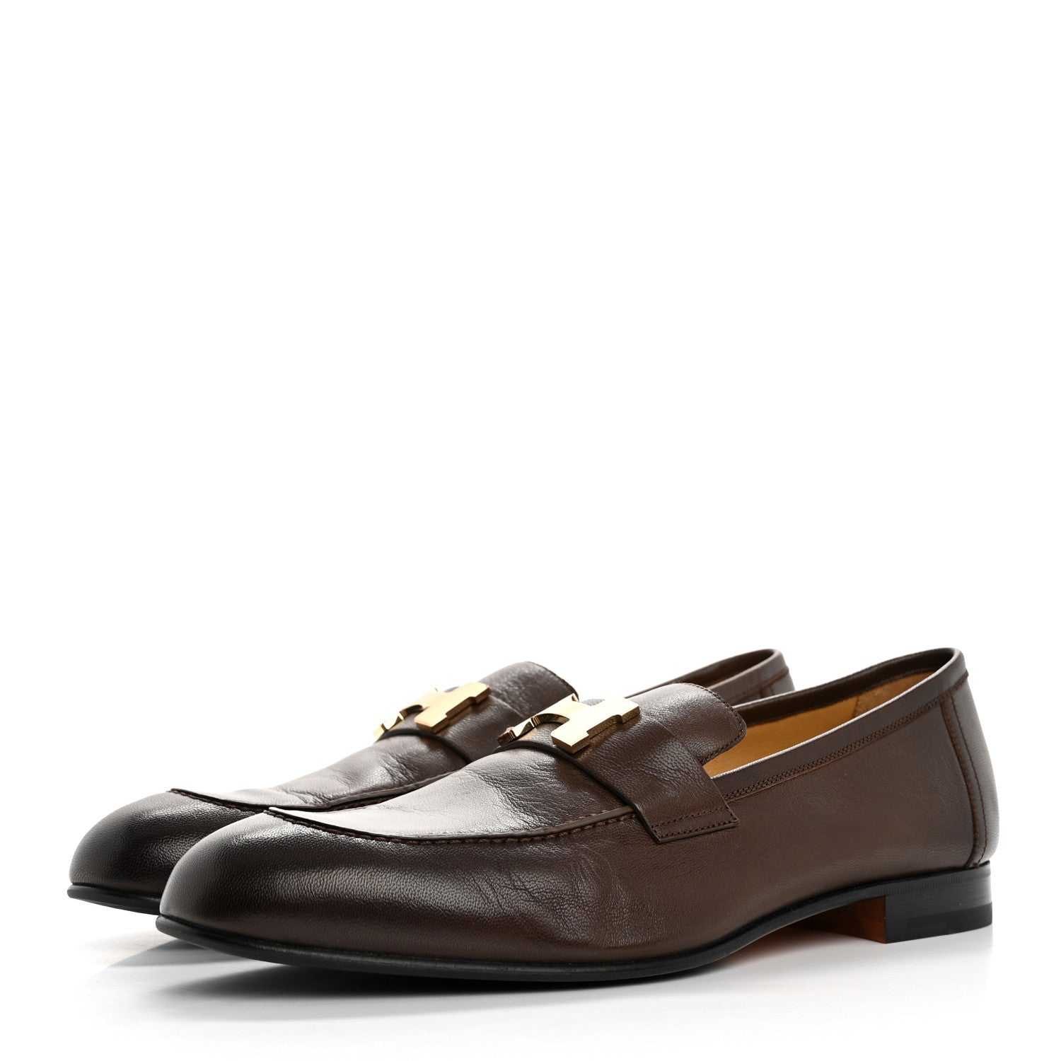 Hermes Goatskin Mens Paris Loafers 43 Cacao 4 of 10