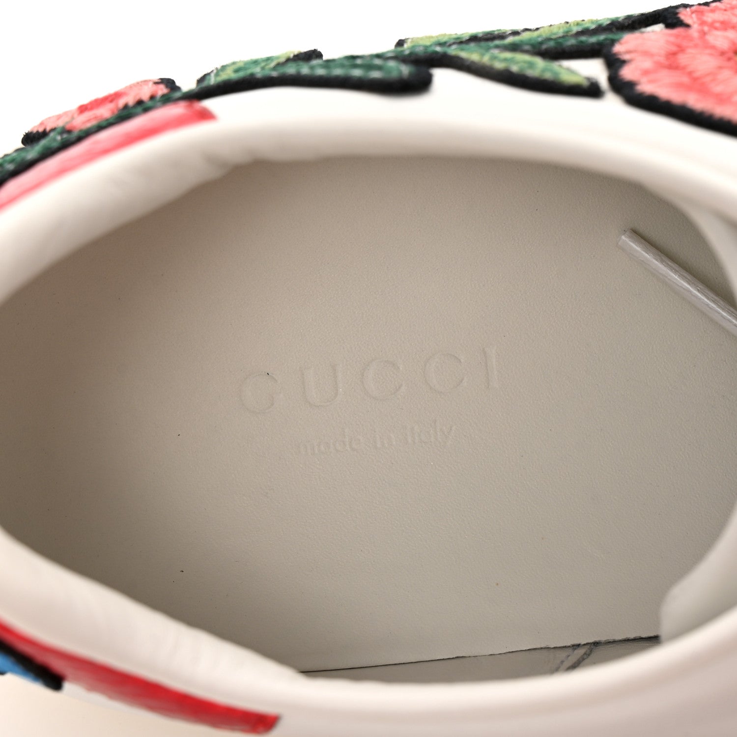 Gucci Calfskin Web Floral Embroidered Womens Ace Sneakers 37 White 8 of 11