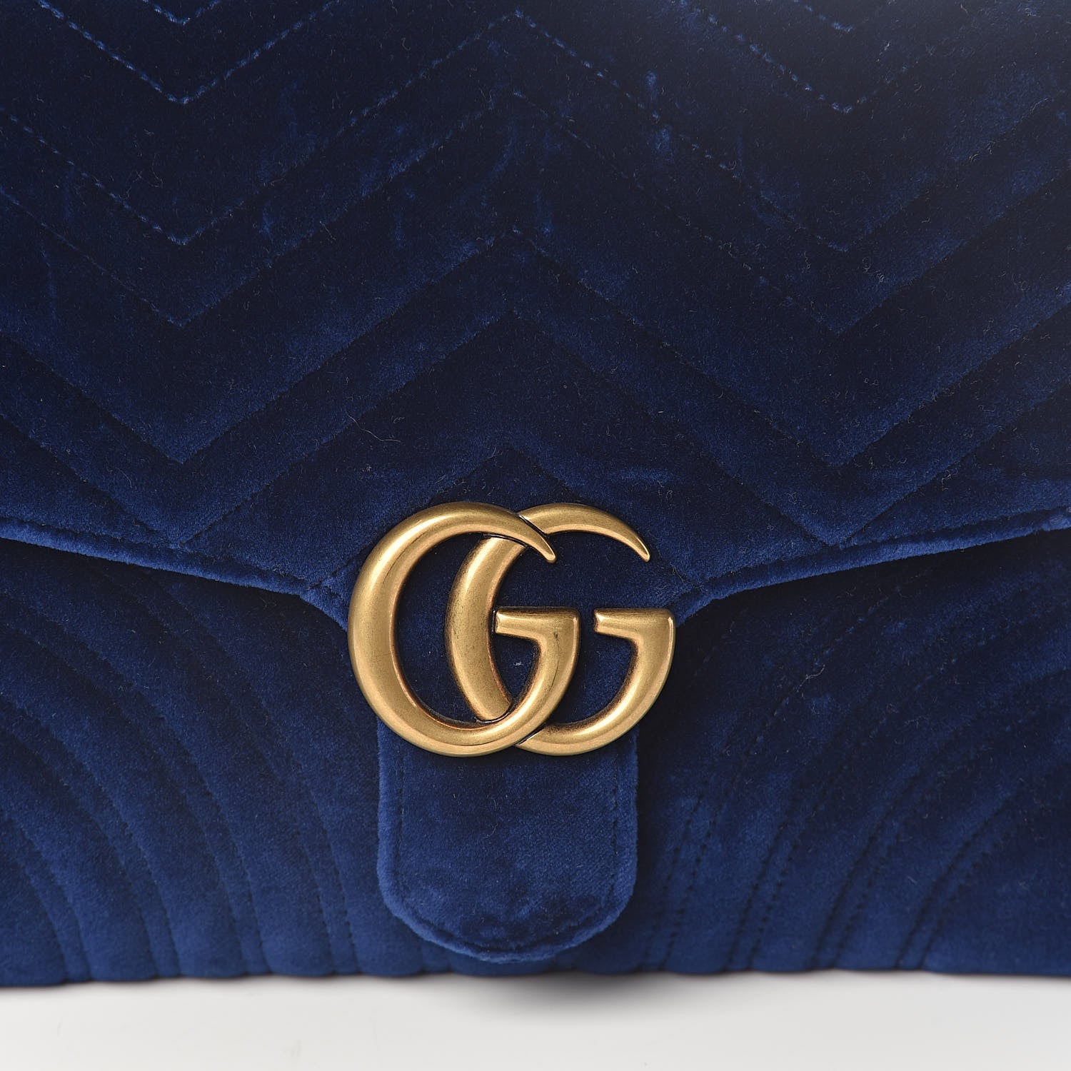 Gucci Velvet Matelasse GG Marmont Clutch Cobalt Blue 7 of 9
