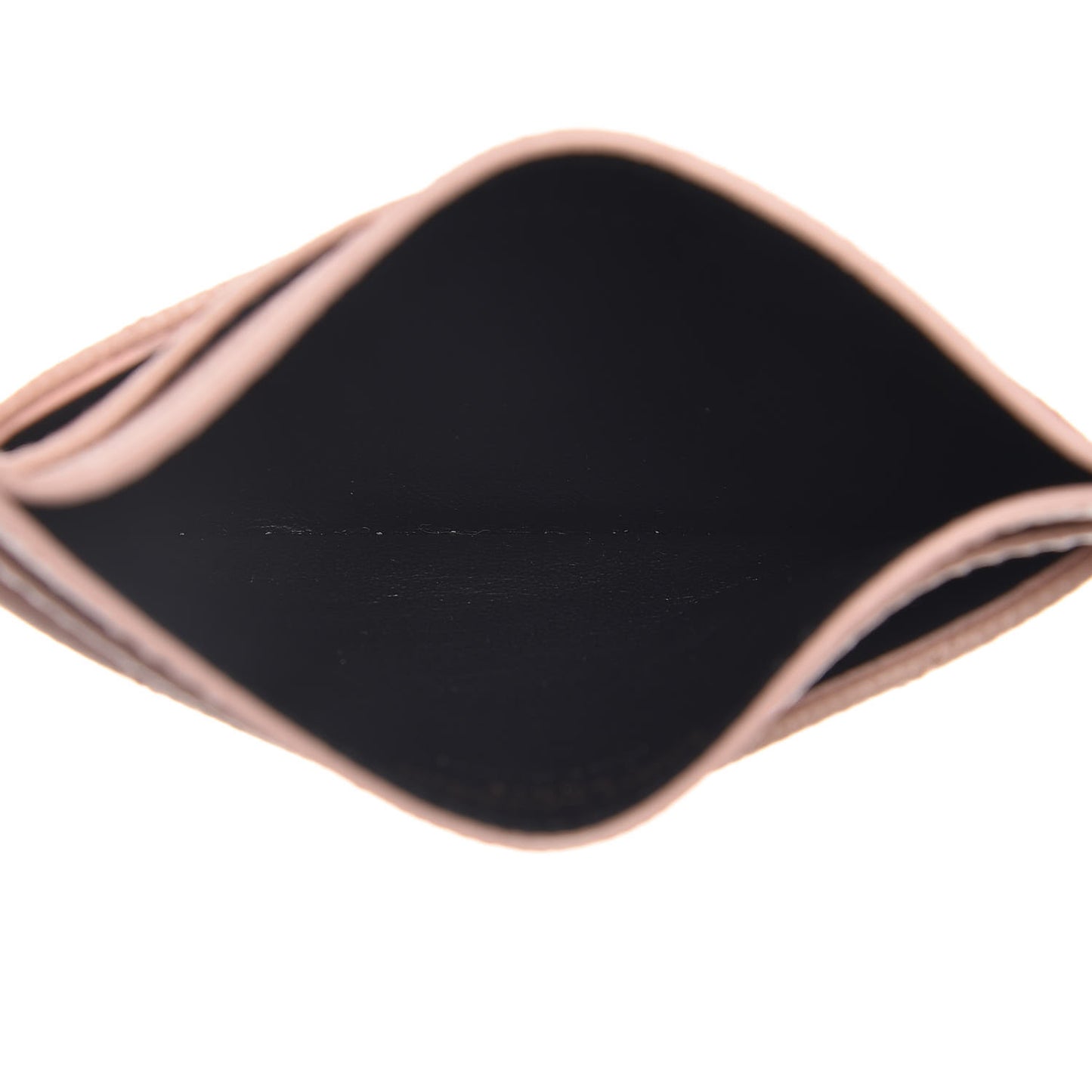 Grain De Poudre Matelasse Chevron Monogram Credit Card Case Pale Blush