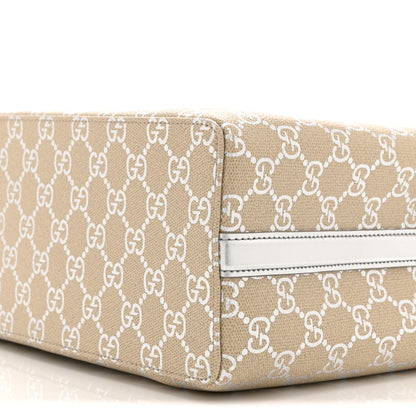 Gucci GG Supreme Monogram Emblem Medium Tote Bag  Beige Silver 10 of 10