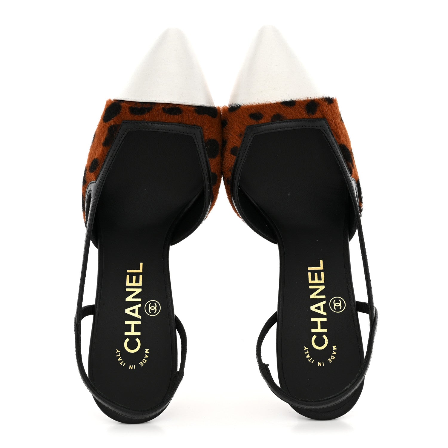 Chanel Lambskin Mixed Fibers Slingback Pumps  36 Brown Black White 2 of 9
