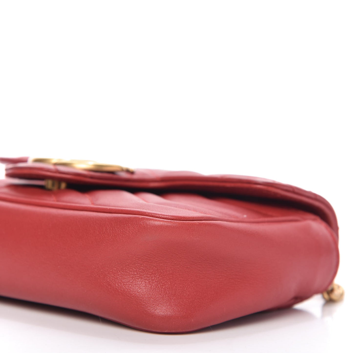Calfskin Matelasse Super Mini GG Marmont Shoulder Bag Hibiscus Red