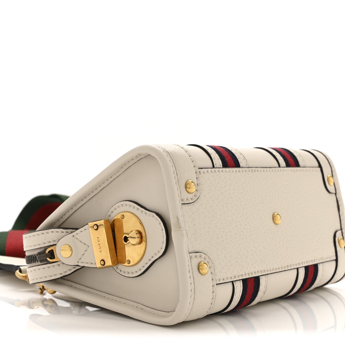Koi Calfskin Web Mini Bauletto Duffle Top Handle Bag Mystic White