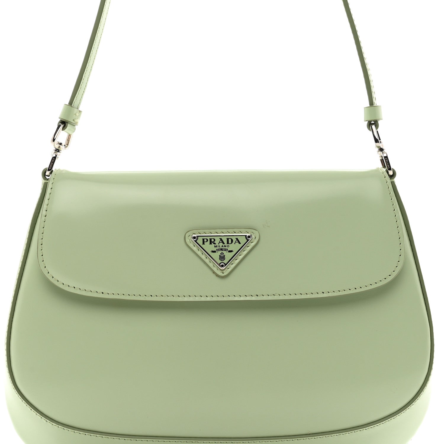 Prada Spazzolato Cleo Flap Shoulder Bag Acqua 5 of 12