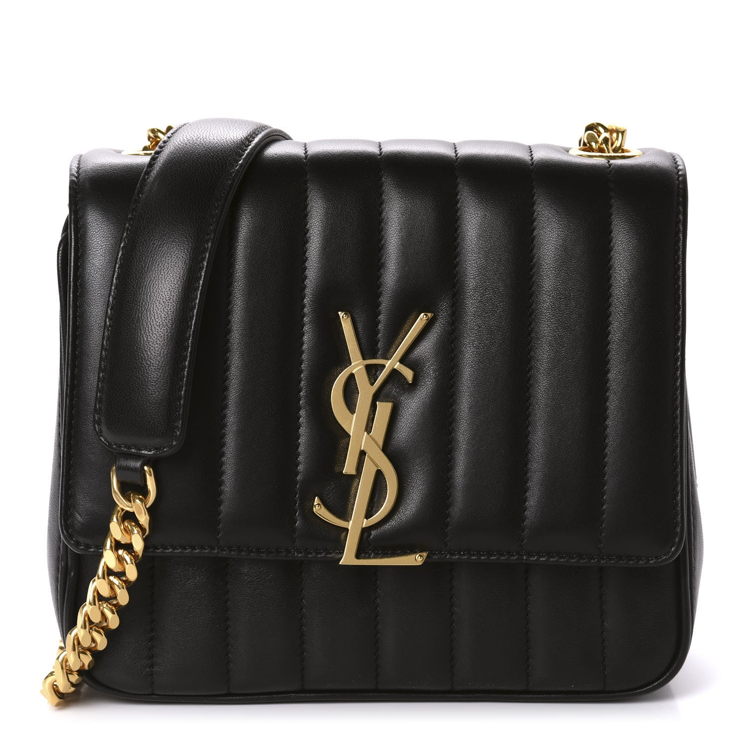 Saint Laurent Lambskin Matelasse Monogram Medium Vicky Chain Bag Black 1 of 11