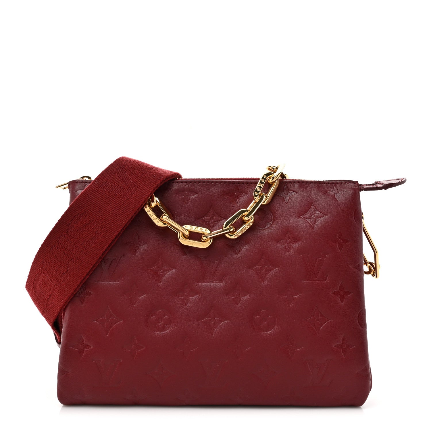 Louis Vuitton Lambskin Embossed Monogram Coussin PM Wine 1 of 10