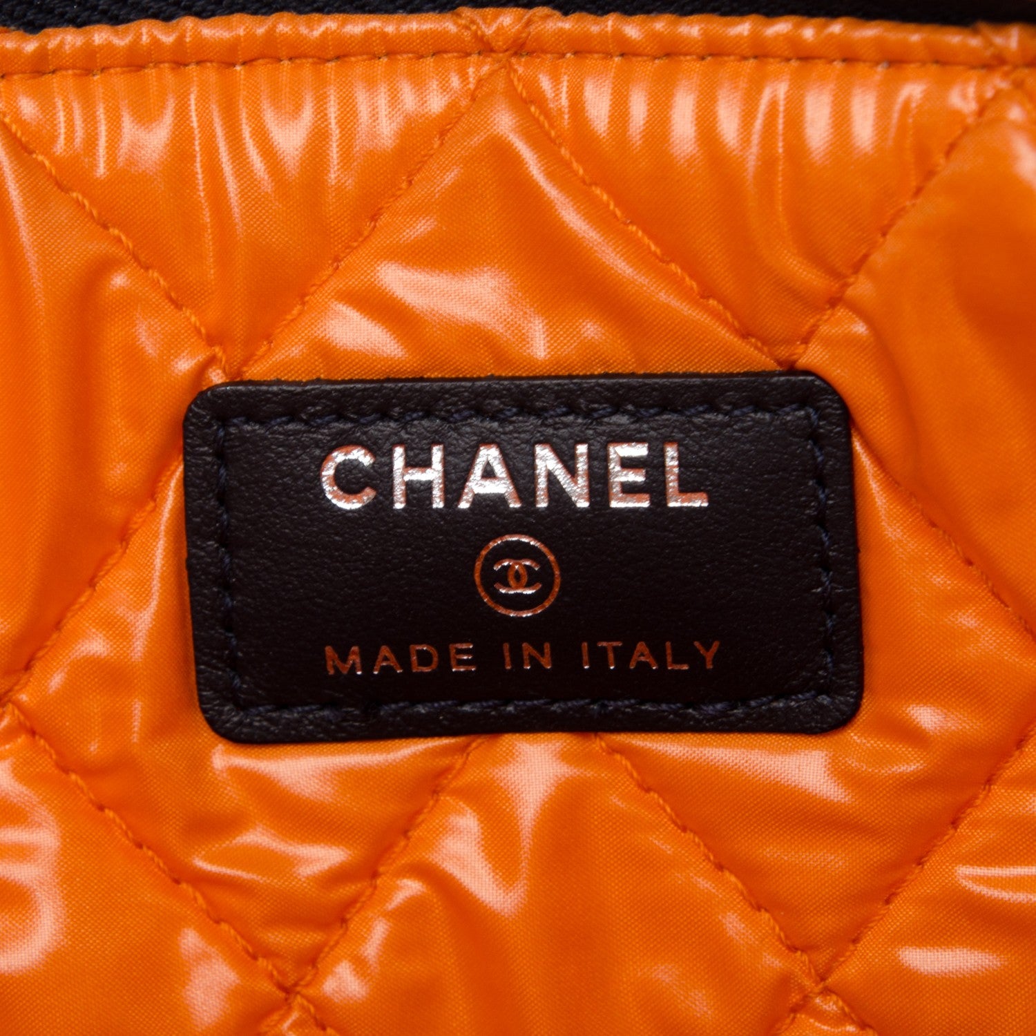 Chanel Denim Large Deauville Pouch Clutch Blue Orange 6 of 7