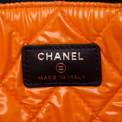 Chanel Denim Large Deauville Pouch Clutch Blue Orange 6 of 7