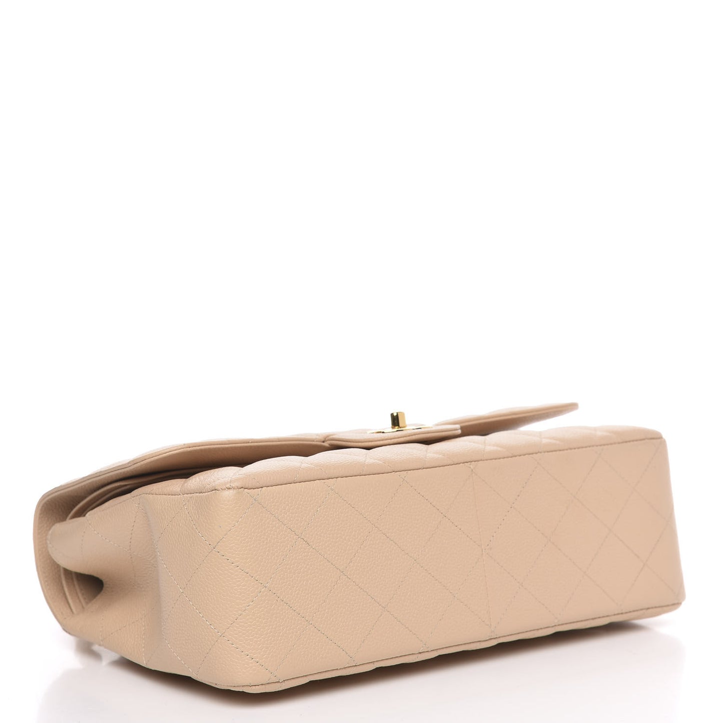 Caviar Quilted Jumbo Double Flap Beige Clair
