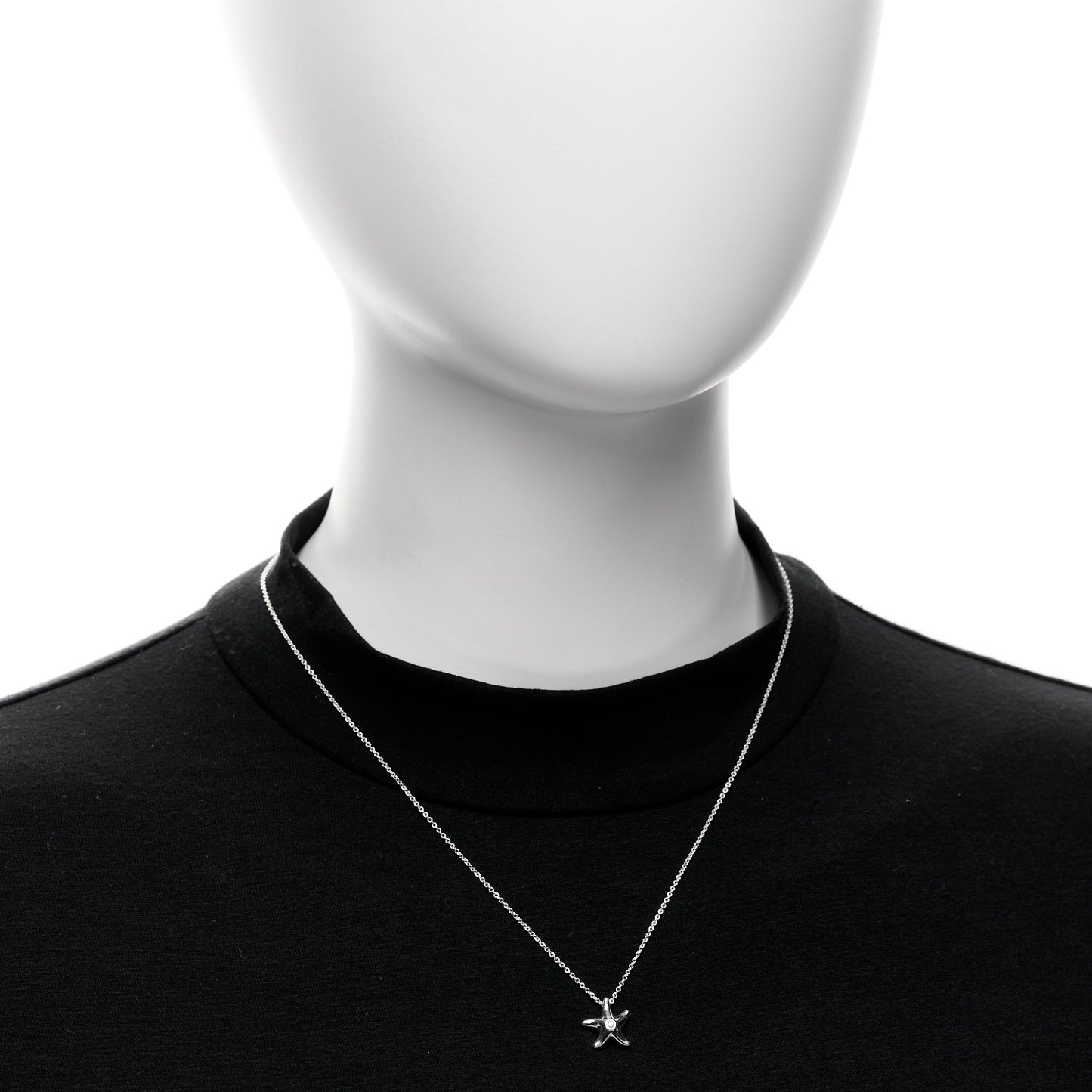 Sterling Silver Diamond 12mm Elsa Peretti Starfish Pendant Necklace
