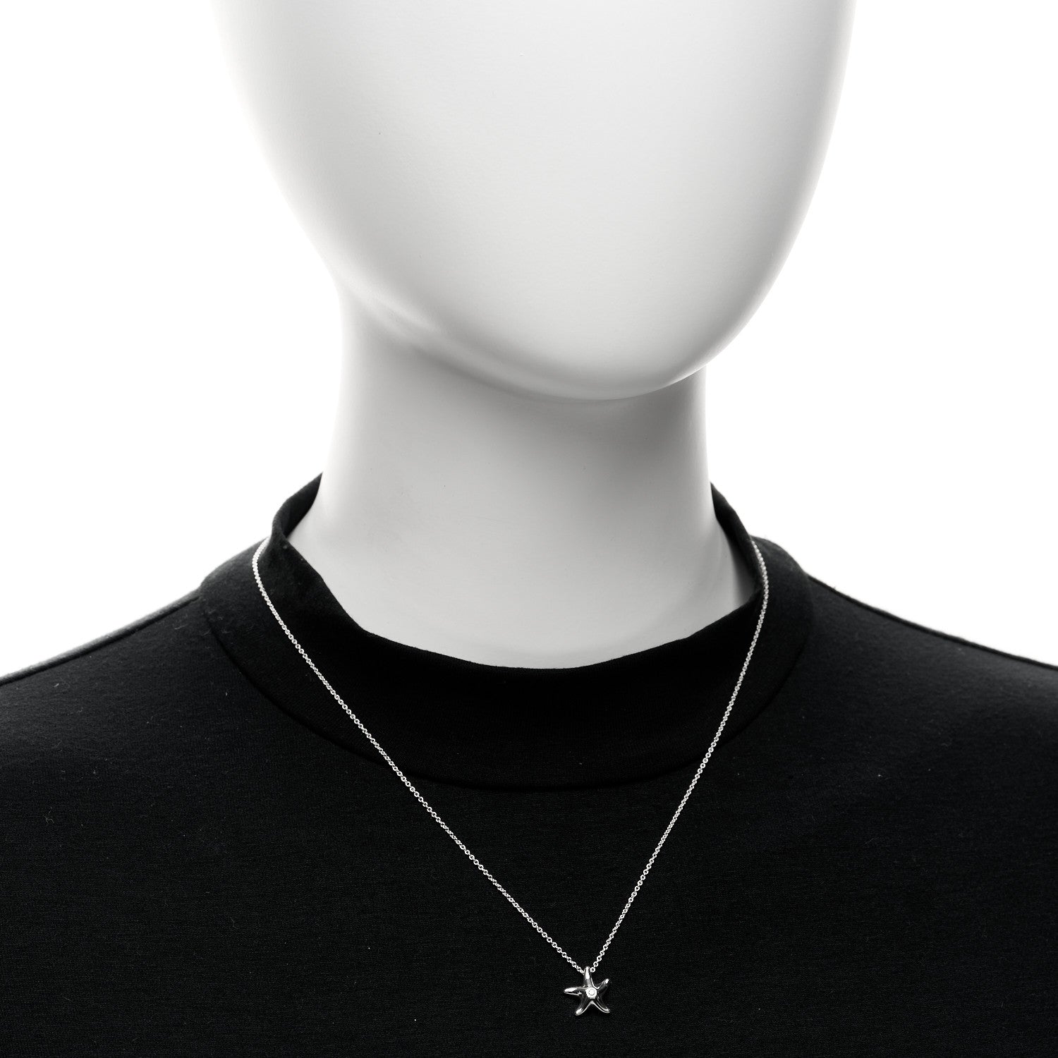 Tiffany Sterling Silver Diamond 12mm Elsa Peretti Starfish Pendant Necklace 2 of 5