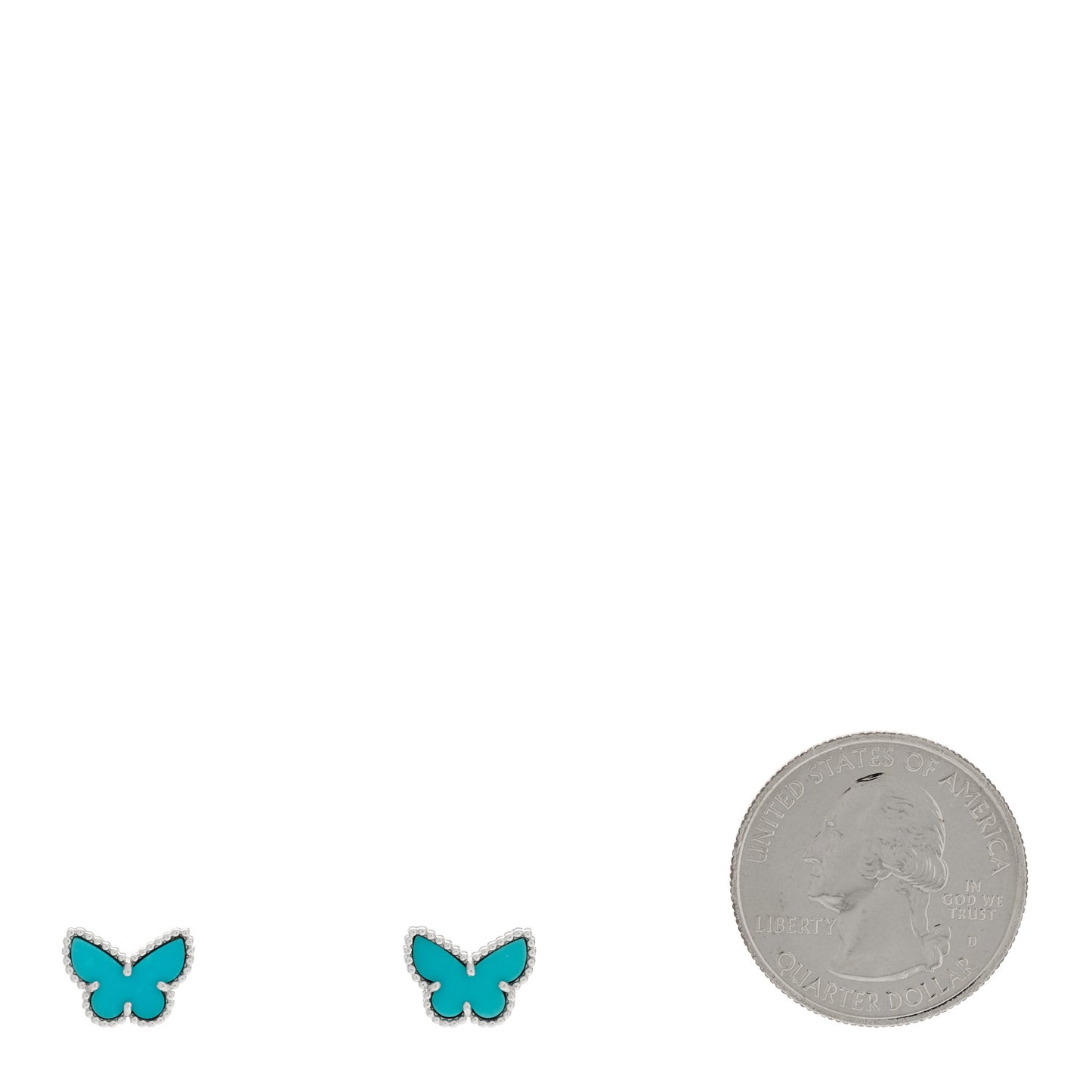 18K White Gold Turquoise Sweet Alhambra Butterfly Earrings