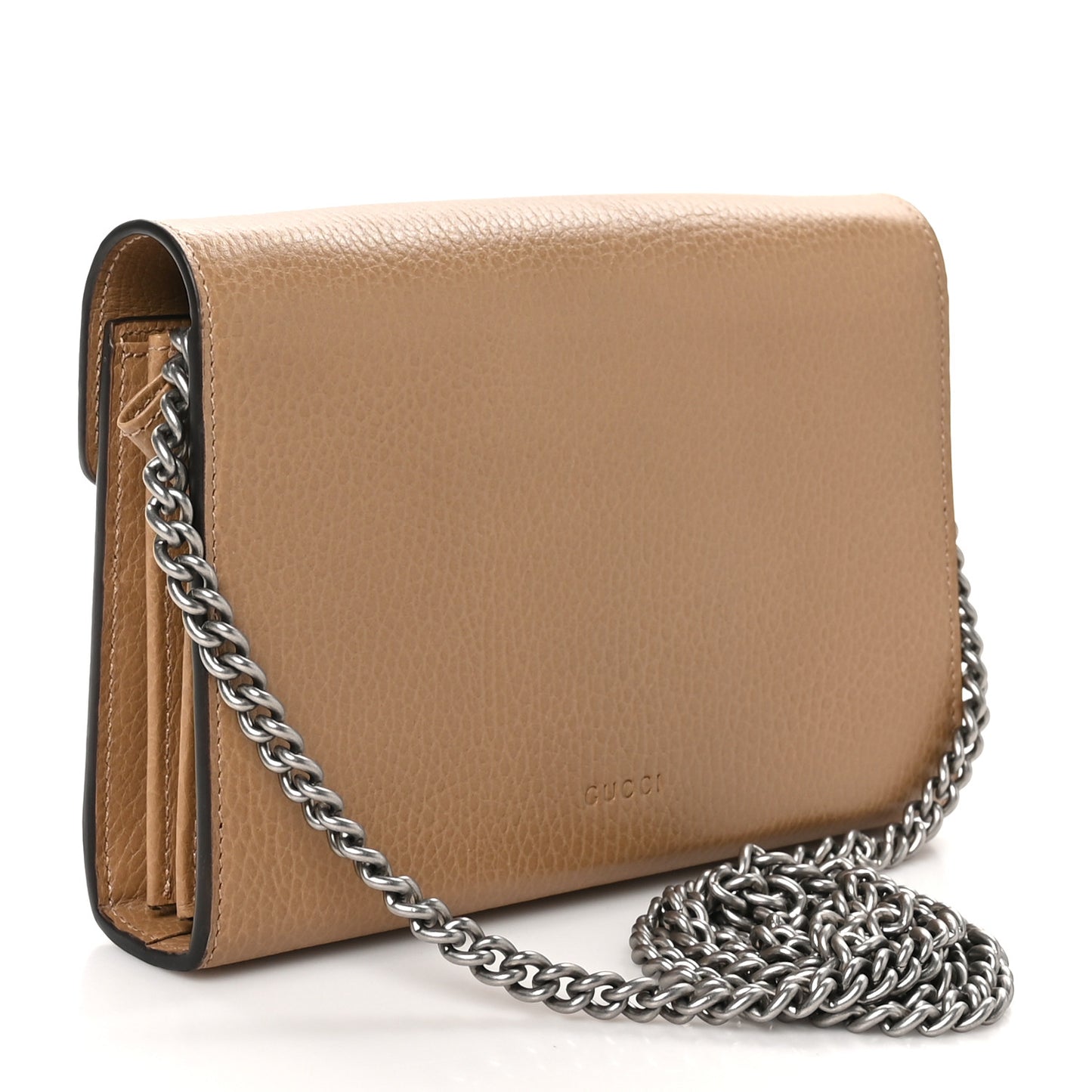 Dollar Calfskin Crystal Mini Dionysus Chain Wallet Natural Tan Black Diamond