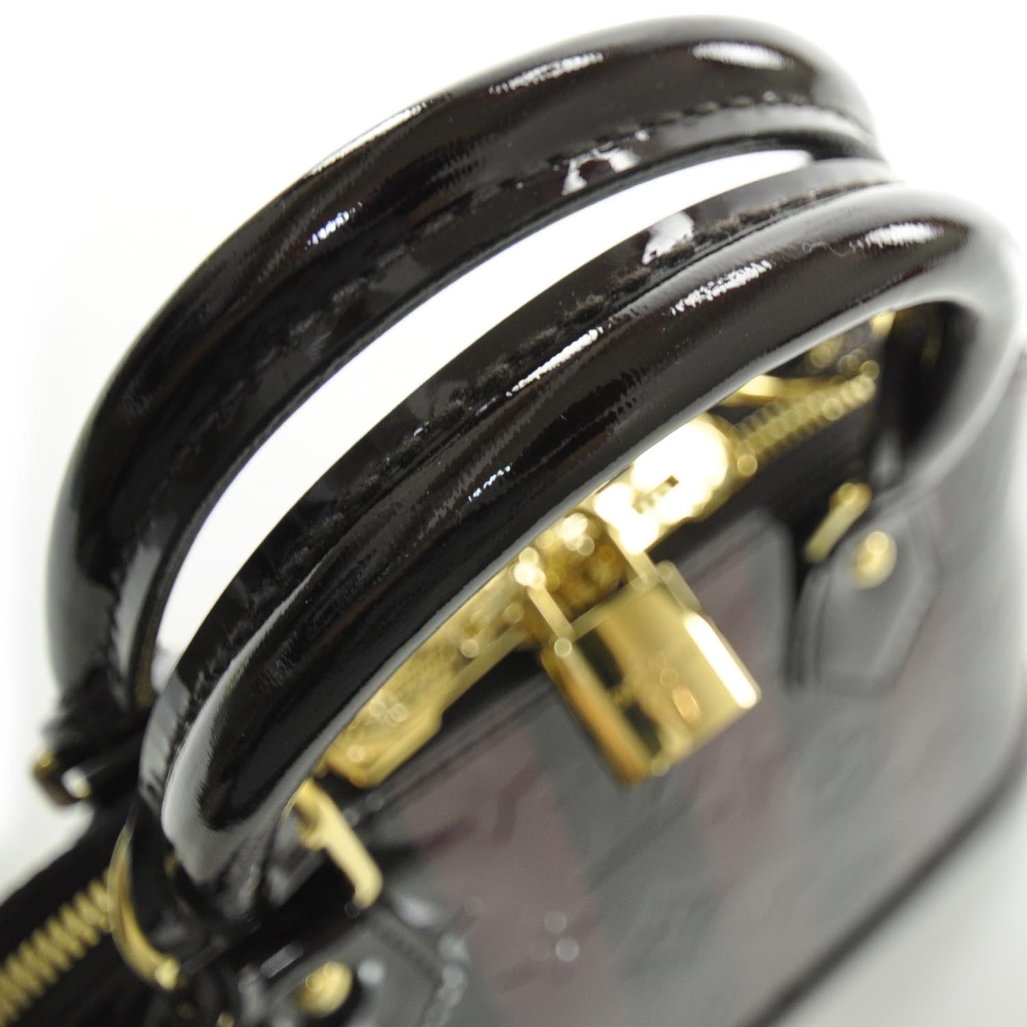 Louis Vuitton Vernis Rayures Alma BB Amarante 4 of 8